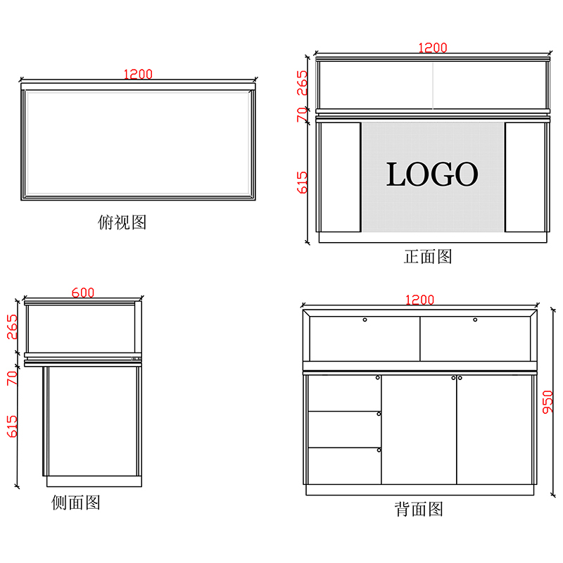 钻石珠宝展示柜台S款前柜(包边)-2号花纹