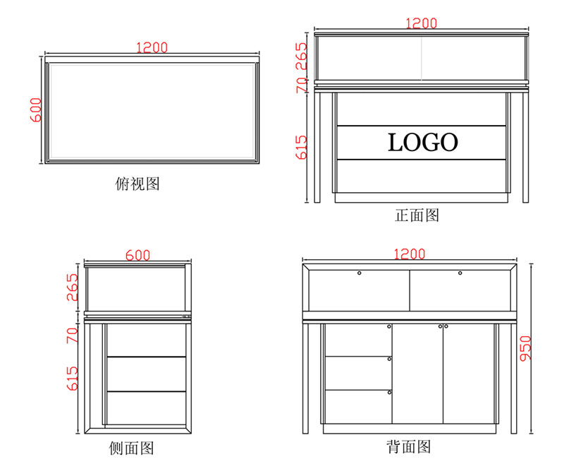 展柜尺寸定制,珠宝展柜厂家