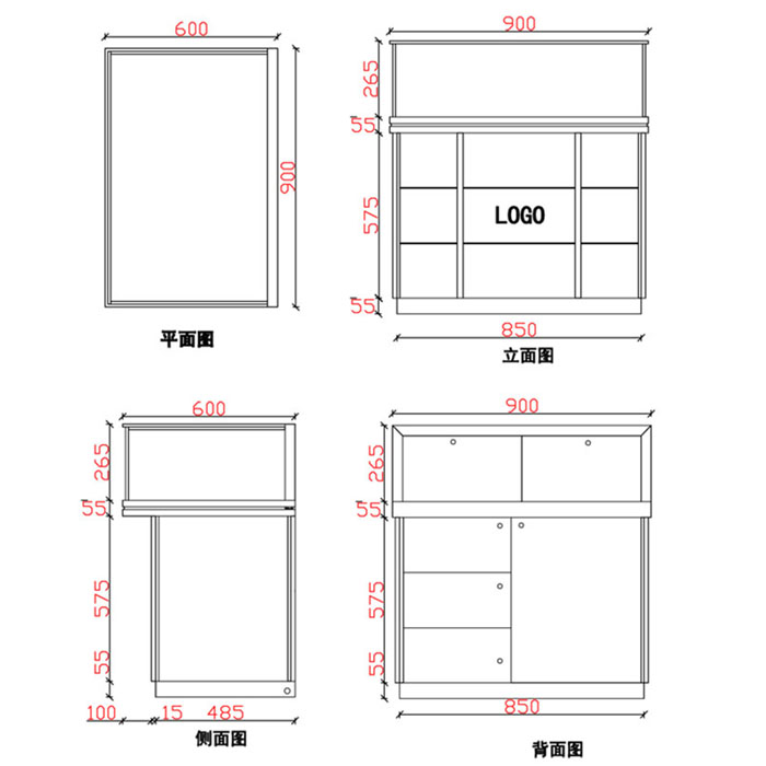 石纹玻璃珠宝玉器展柜C款